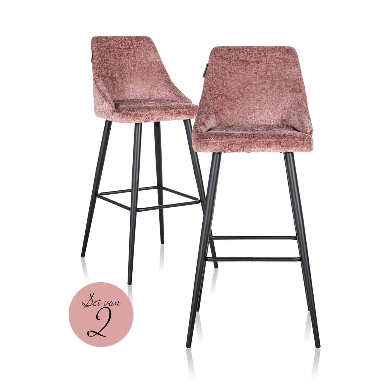 Bāra krēsls Brooke (Set of 2) Richmond Interiors 50/109/57 cm rose chenille - N1 Home