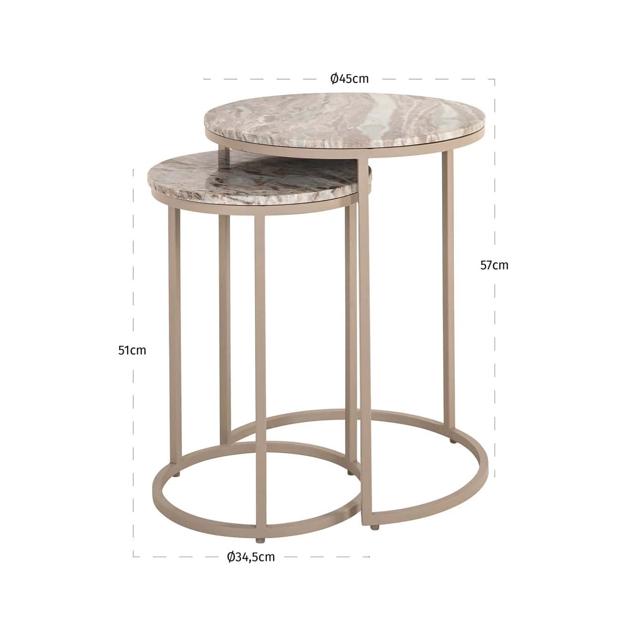 Kafijas galds Fairfax Richmond Interiors (Set of 2) 45/45/57 cm clay