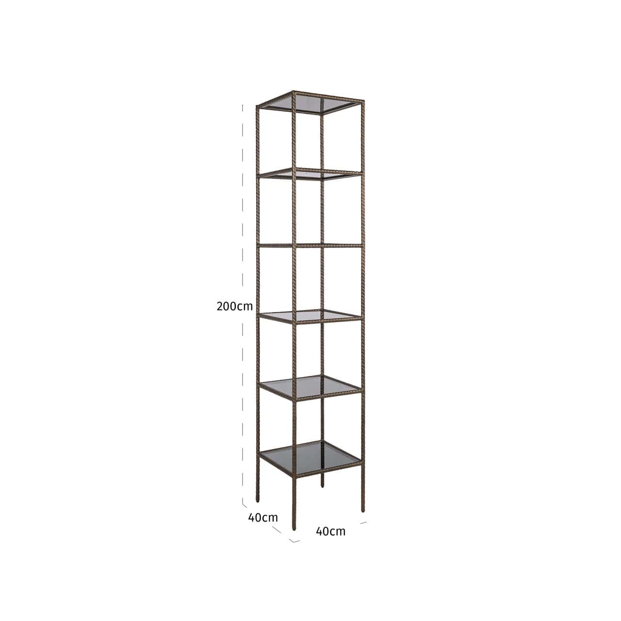 Vitrīna Sheridon Richmond Interiors 40/200/40 cm zelts