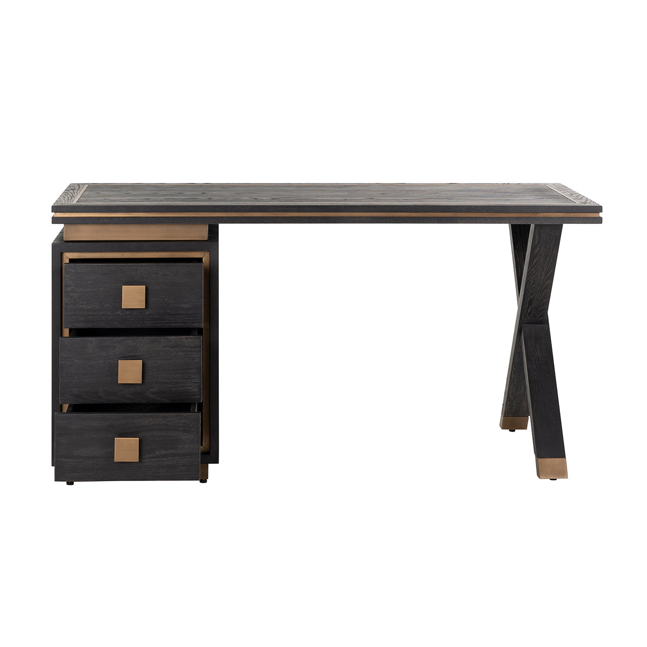 Galds Hunter black rustic Richmond Interiors 76/150/60 cm melns - N1 Home