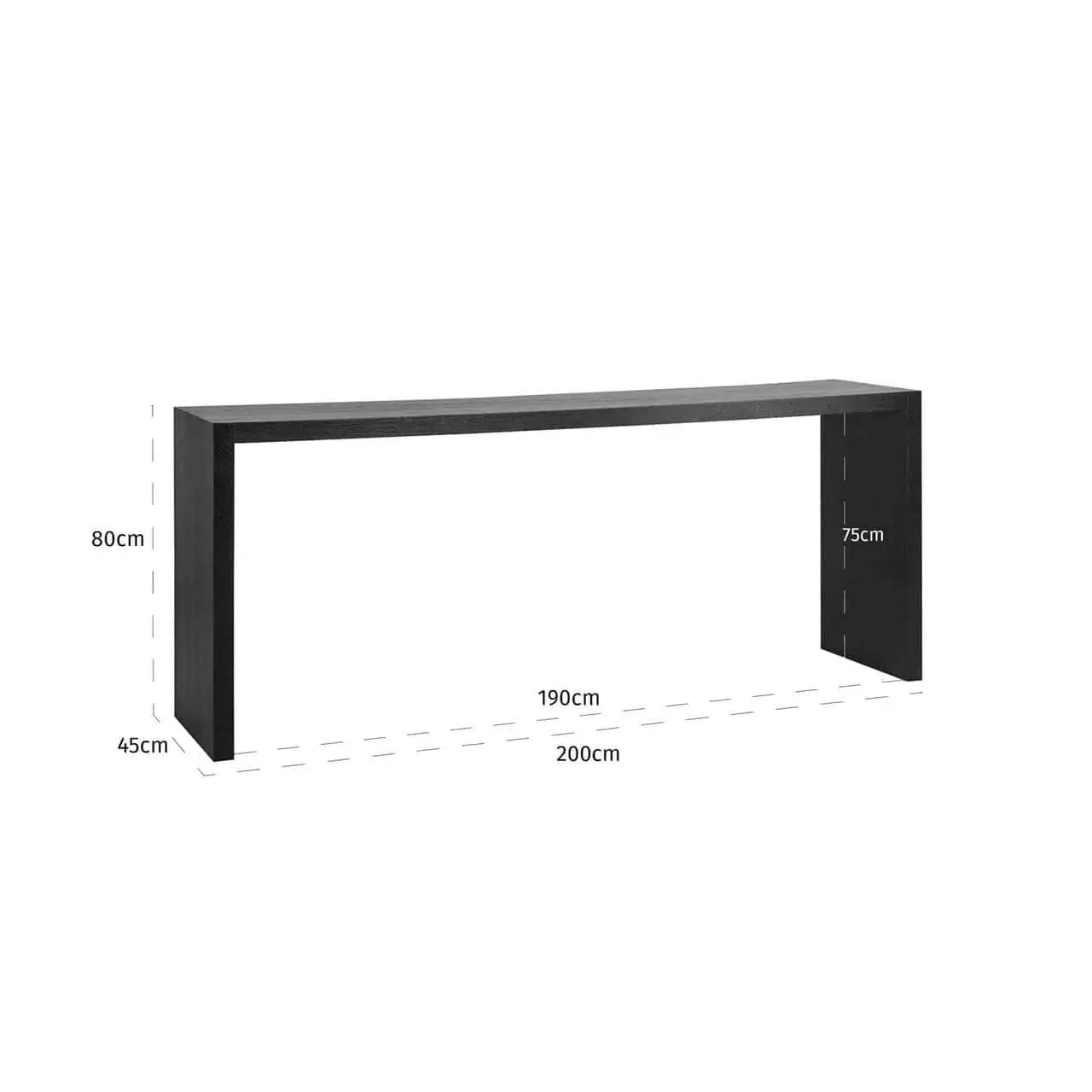 Konsole Oakura Richmond Interiors 80/200/45 cm melns - N1 Home