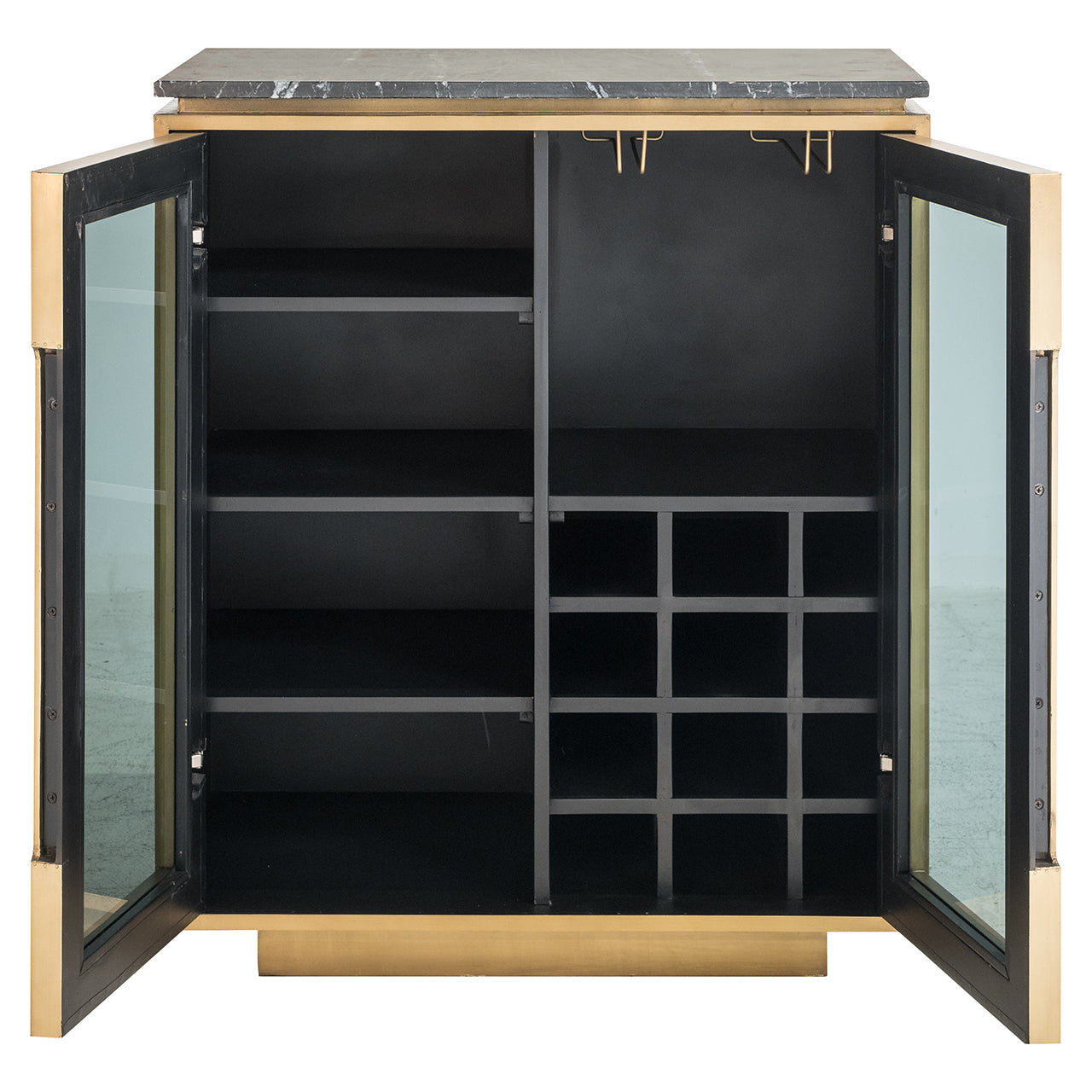 Kumode Finsbury ar 2 durvīm Richmond Interiors 101/86/48 cm melns/zelts - N1 Home