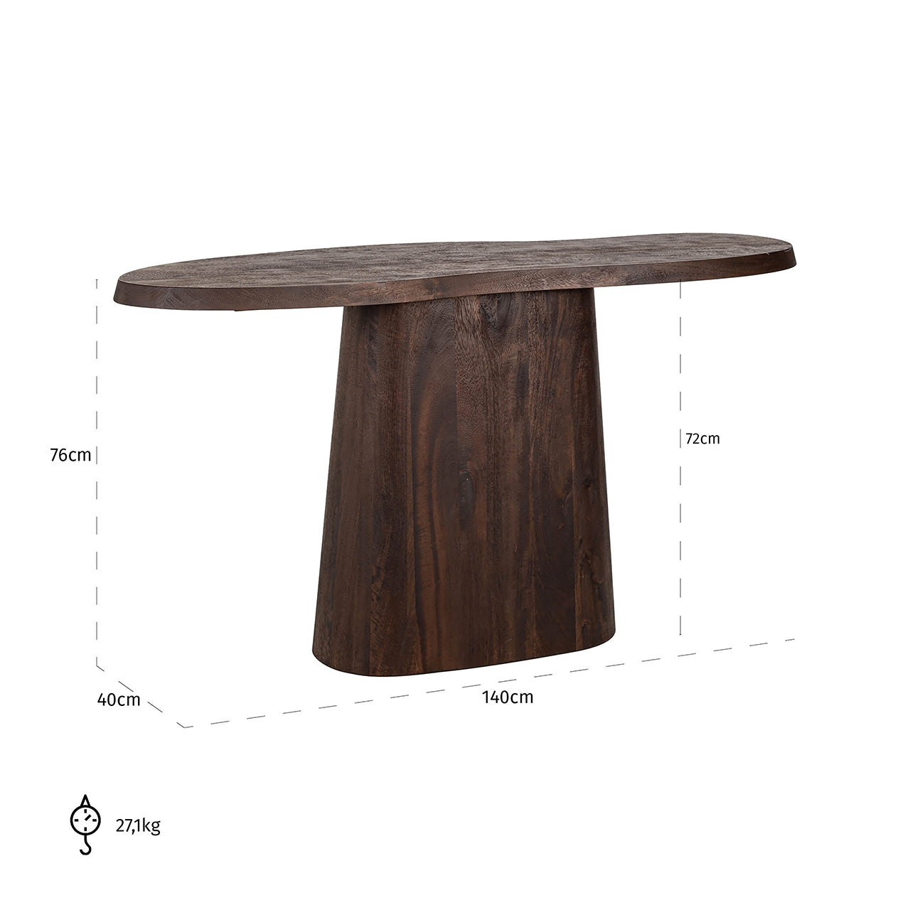 Konsole Odile Richmond Interiors 76/140/40 cm tumši brūns - N1 Home