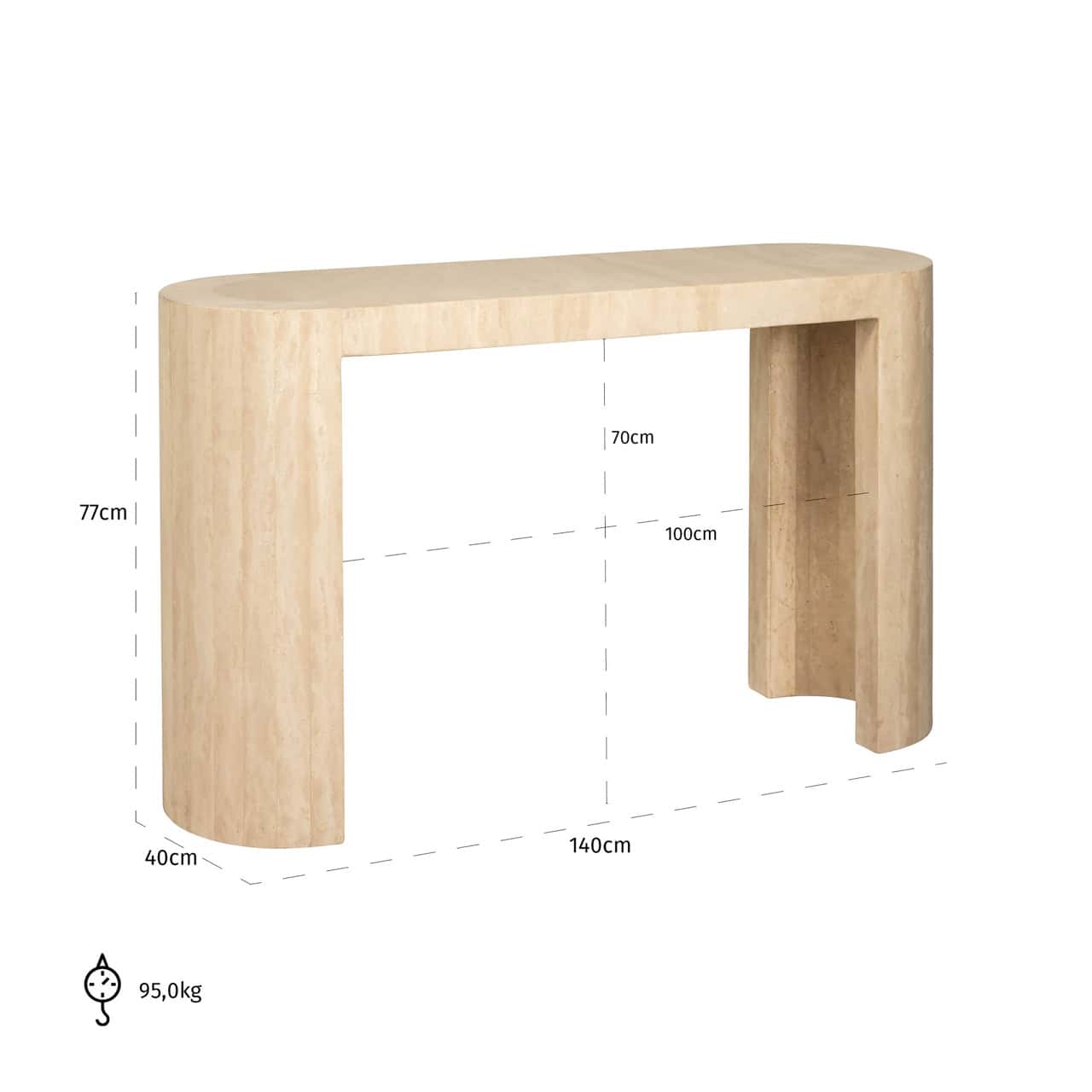 Konsole Alexander Jones Richmond Interiors 77/140/40 cm bēšs (Biltmore)