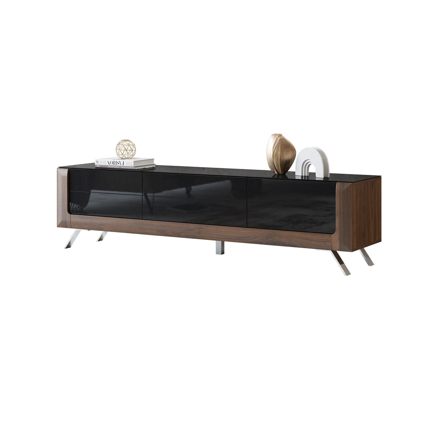 TV skapis Kavasari 199/48/52 cm Kolumbijas valrieksts/melns
