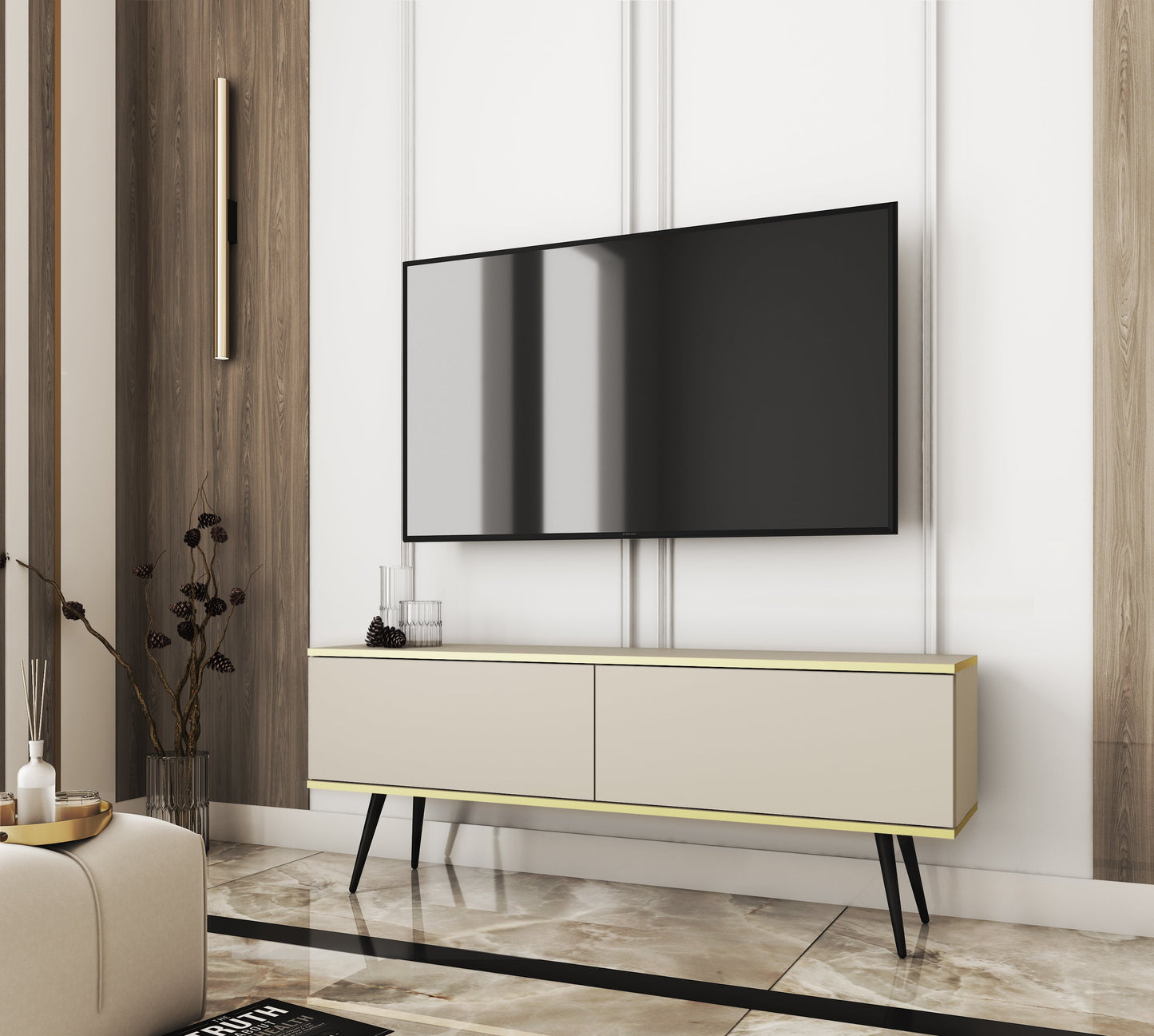 RTV skapis O2 gluda priekšpuse 135/30/32 cm bēšs - N1 Home