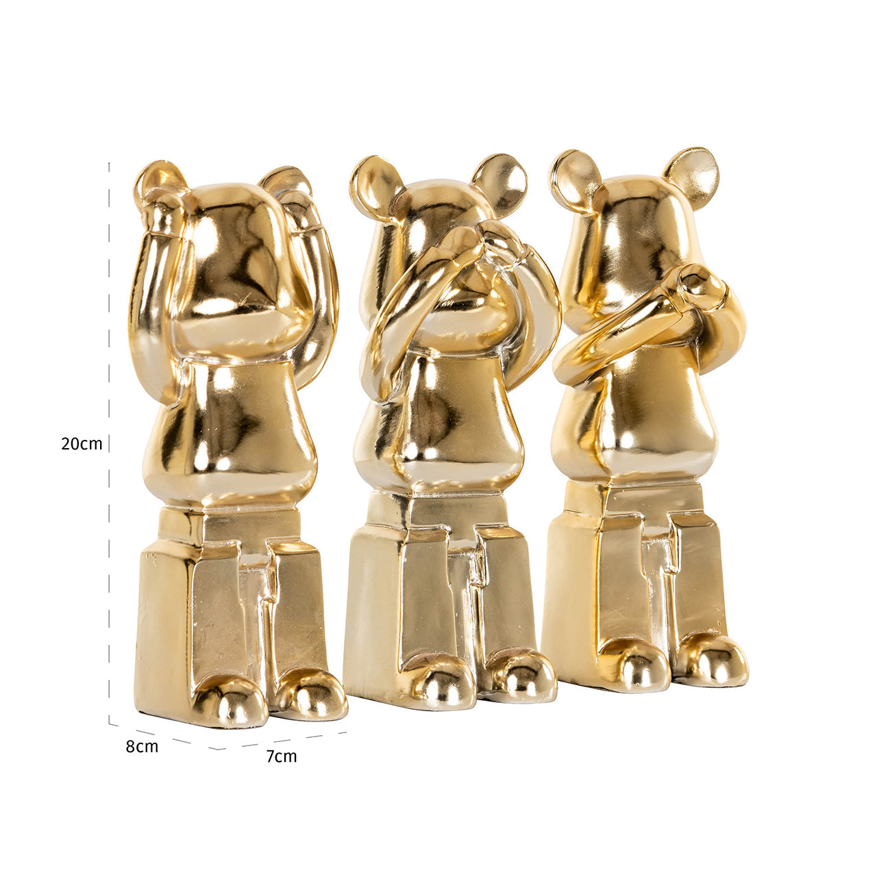 Dekoratīvs priekšmets Richmond Interiors Berna set of 3 20/8/7 cm zelts - N1 Home