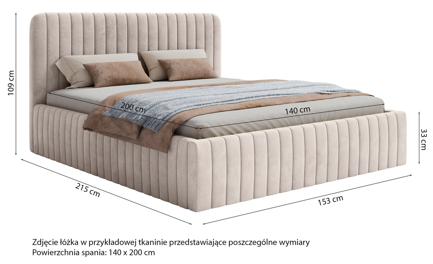 LIANOSOL Mīkstā gulta 140/160/180x200 cm ar glabātuvi, pelēks un bēšs hidrofobs samts - N1 Home
