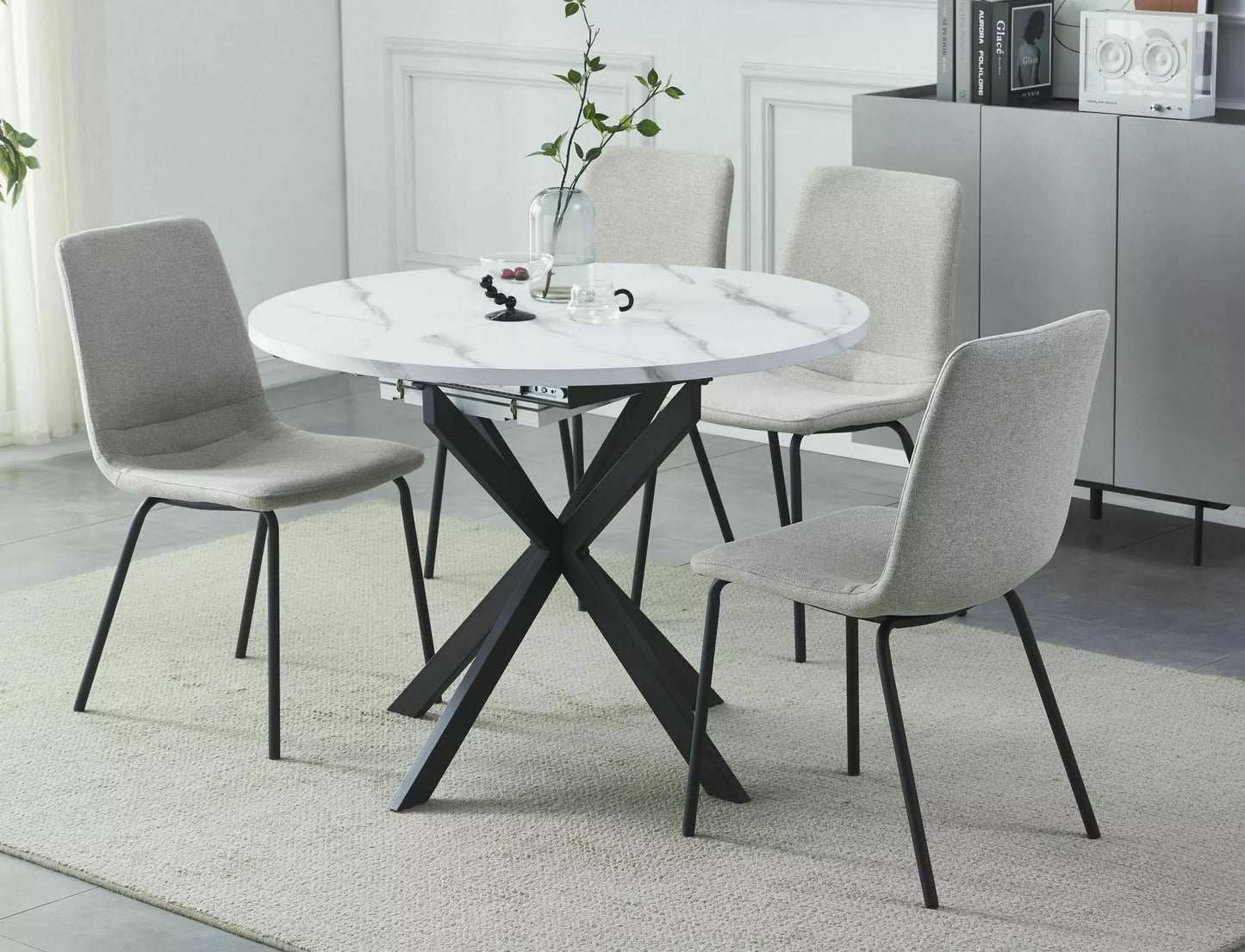 Galds Niko 75/100/100 - 135 cm gaiši pelēks matēts / ozols - N1 Home