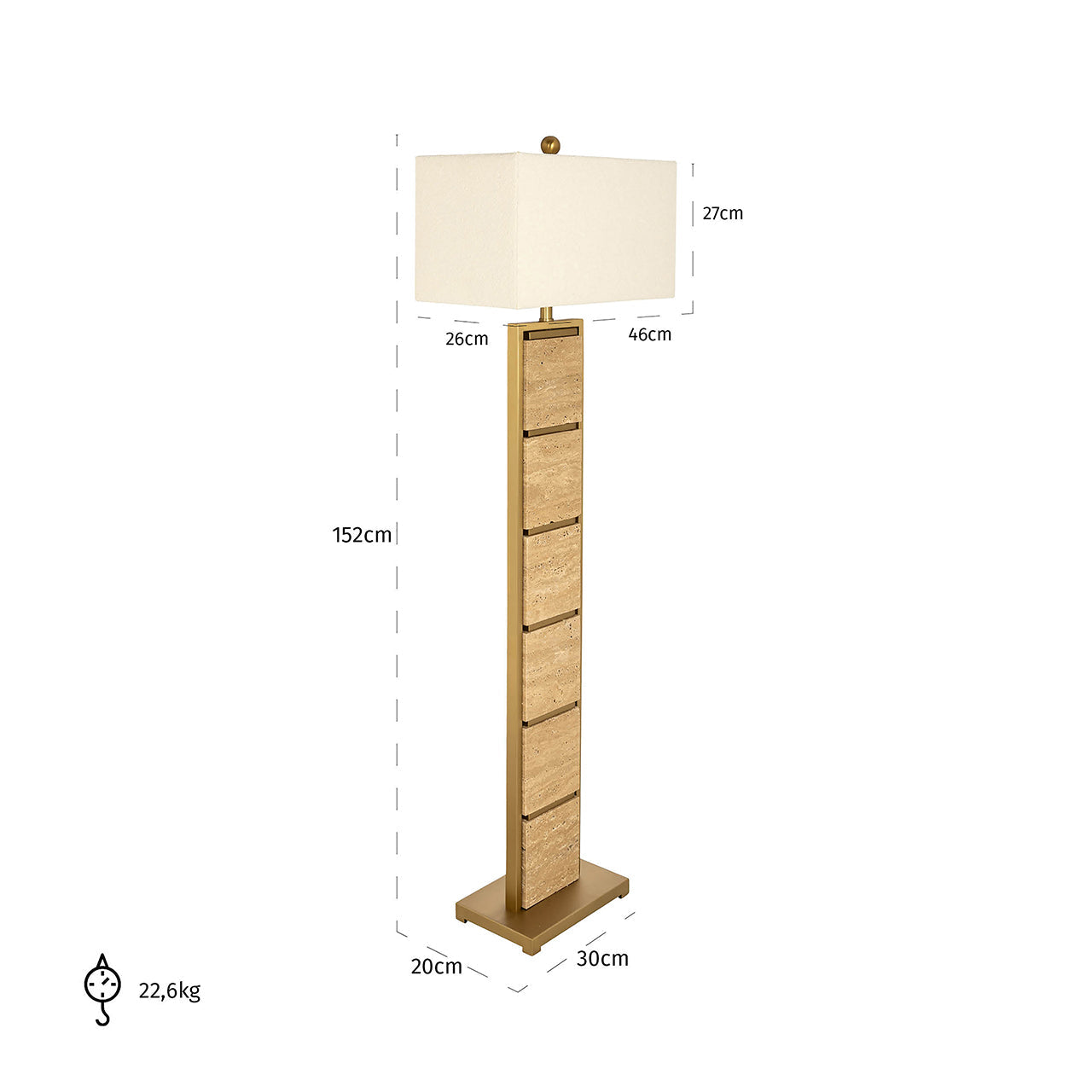 Stāvlampa Richmond Interiors Meyra 150/46/26 cm bēšs - N1 Home