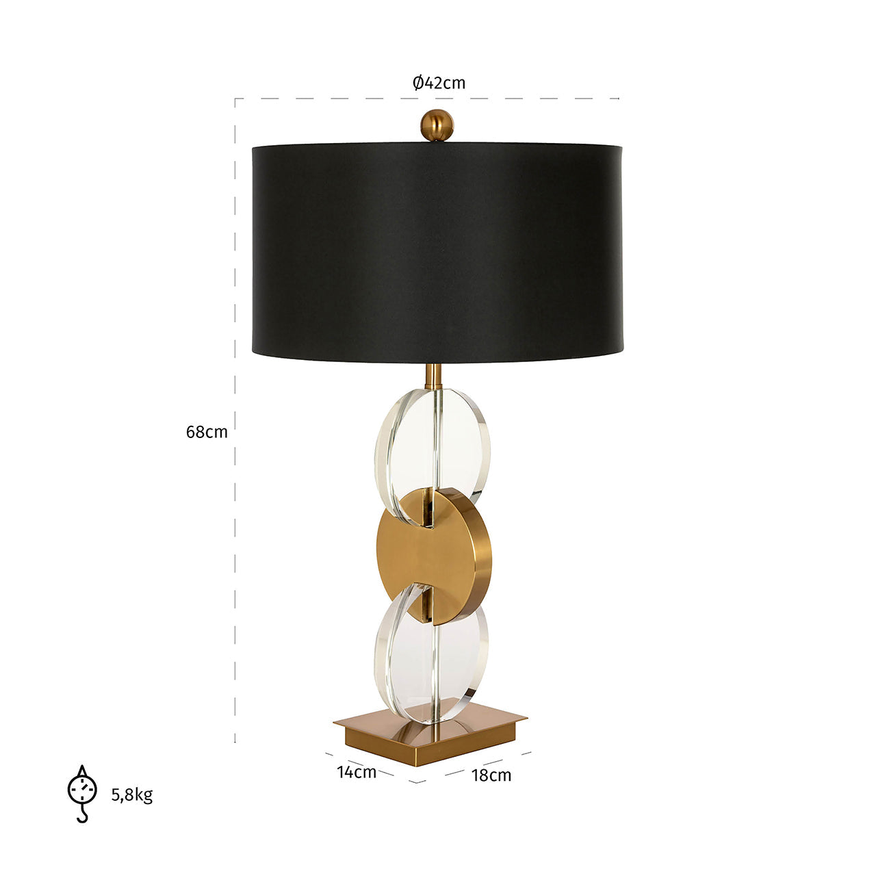 Galda lampa Richmond Interiors Esmé 74/42/42 cm zelts/melns - N1 Home