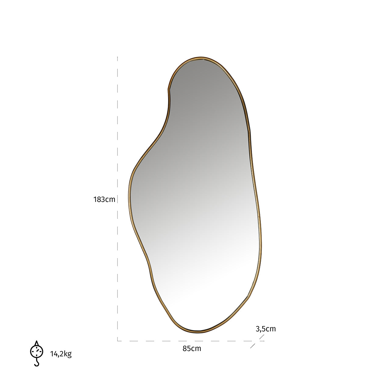 Spogulis Richmond Interiors Alton 183/85/3,5 cm zelts - N1 Home