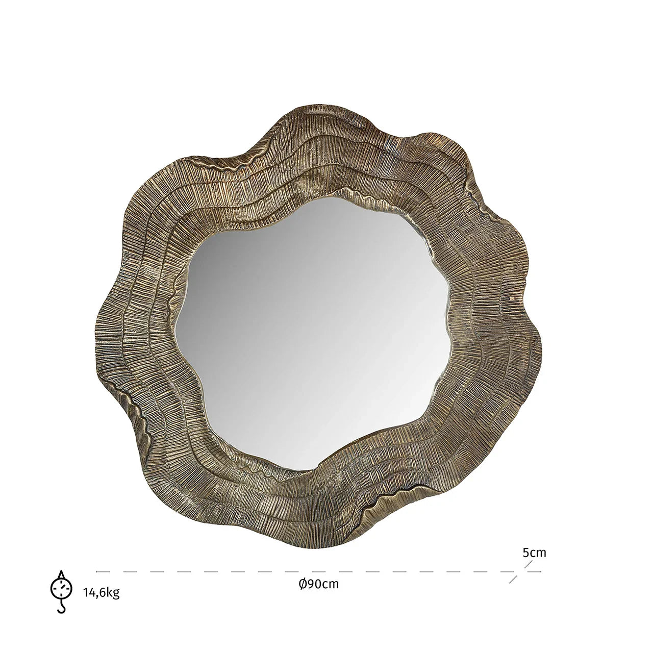 Spogulis Richmond Interiors Elia 90/90/5 cm zelts - N1 Home