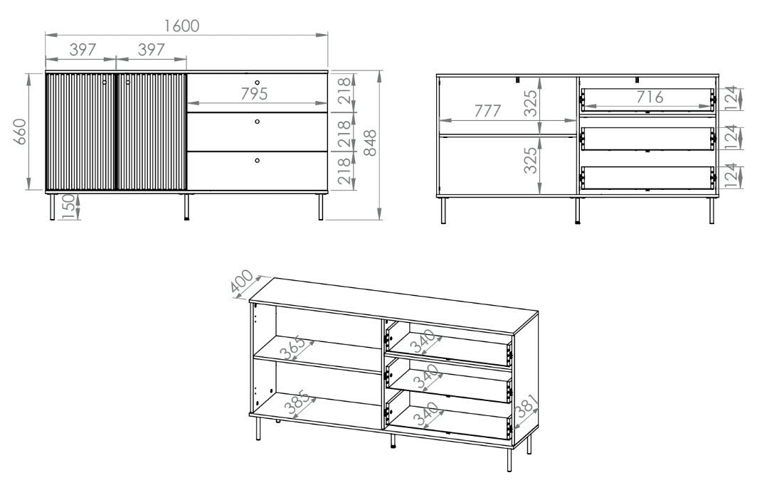 Kumode Galeto 85/160/40 cm bēšs - N1 Home