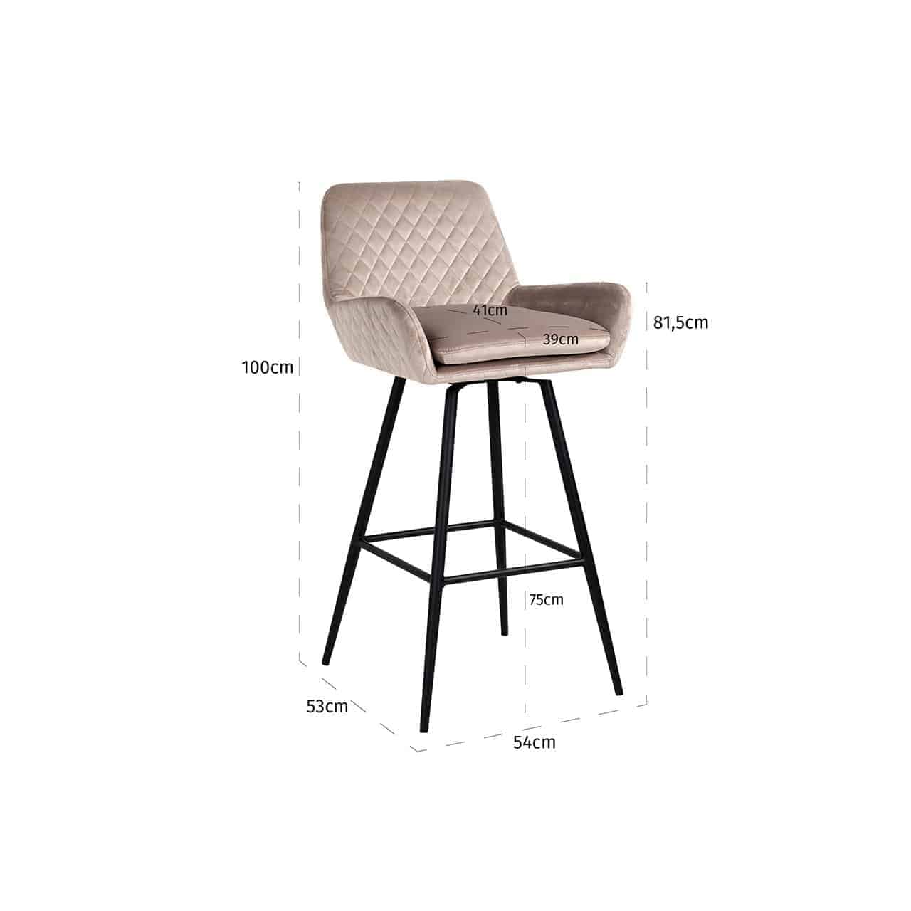 Bāra krēsls Linsey Richmond Interiors 101/52/51 cm Quartz Khaki 903 - N1 Home