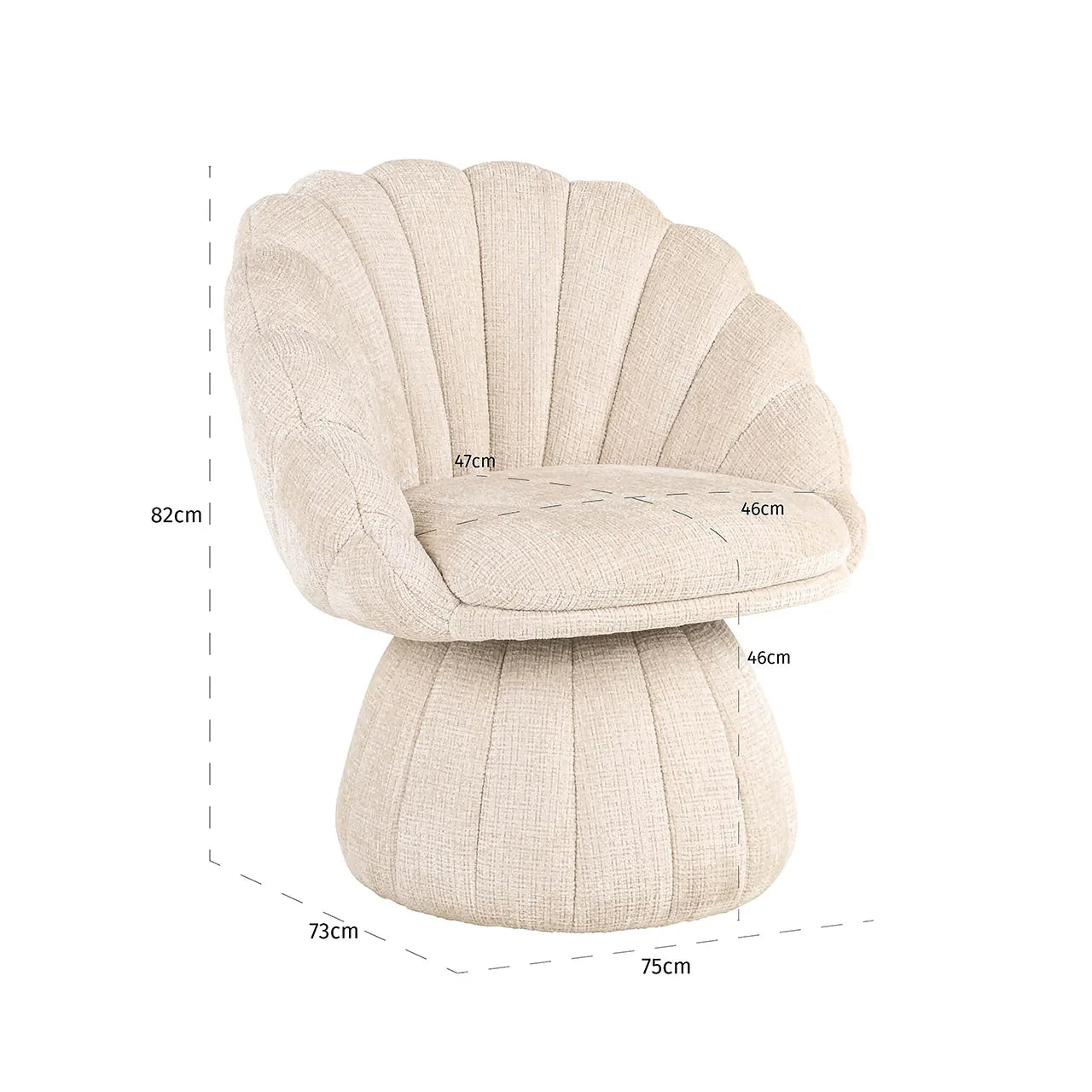 Atpūtas krēsls Blossom Richmond Interiors 82/75/73 cm Niagara 902 beige Chenille - N1 Home