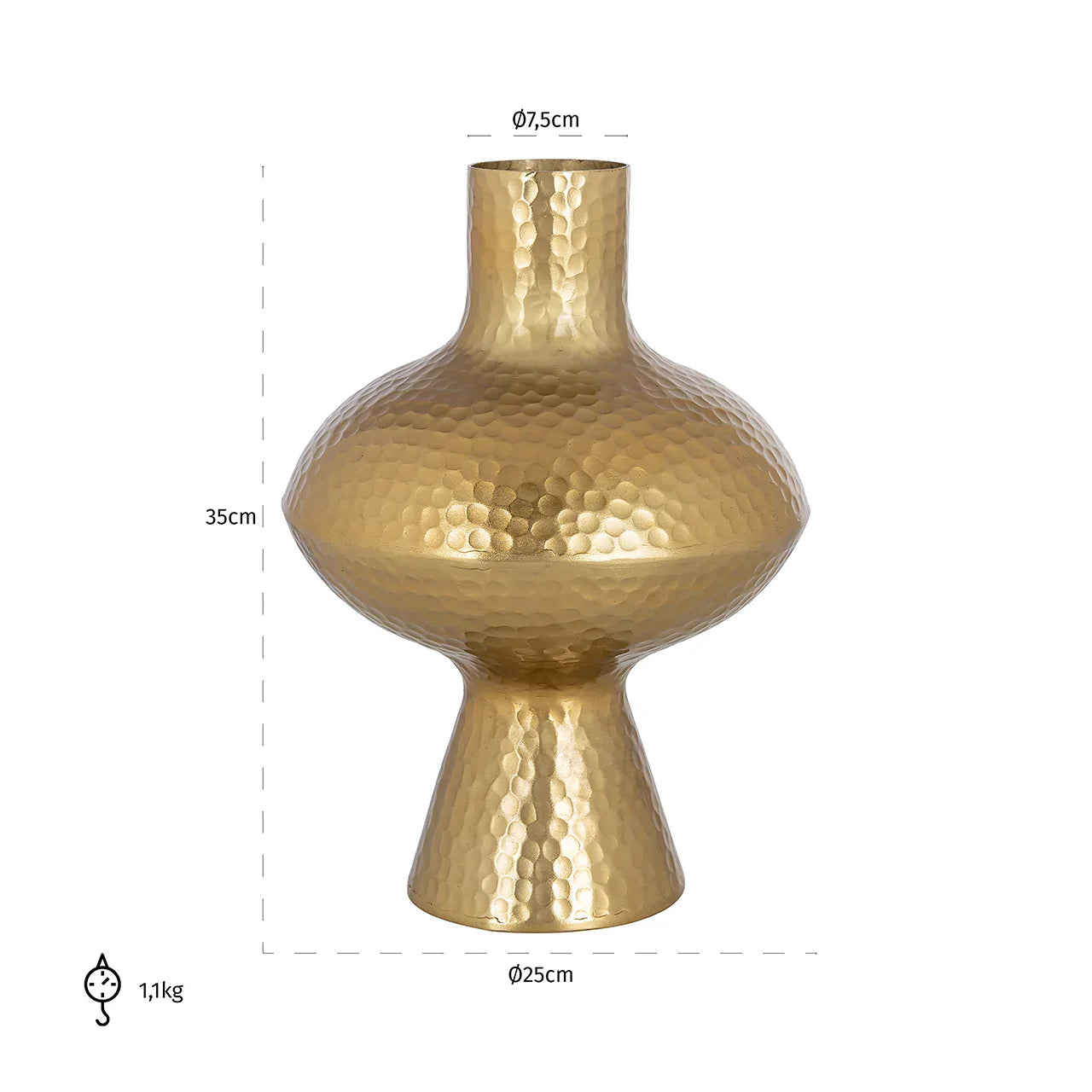 Vāze Richmond Interiors Caitlyn small 35/26/26 cm zelts - N1 Home