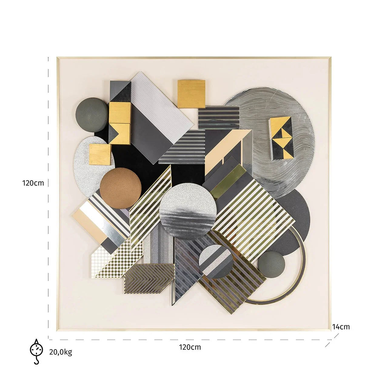 Sienas māksla Richmond Interiors 3D block 120/120 cm melns/zelts - N1 Home