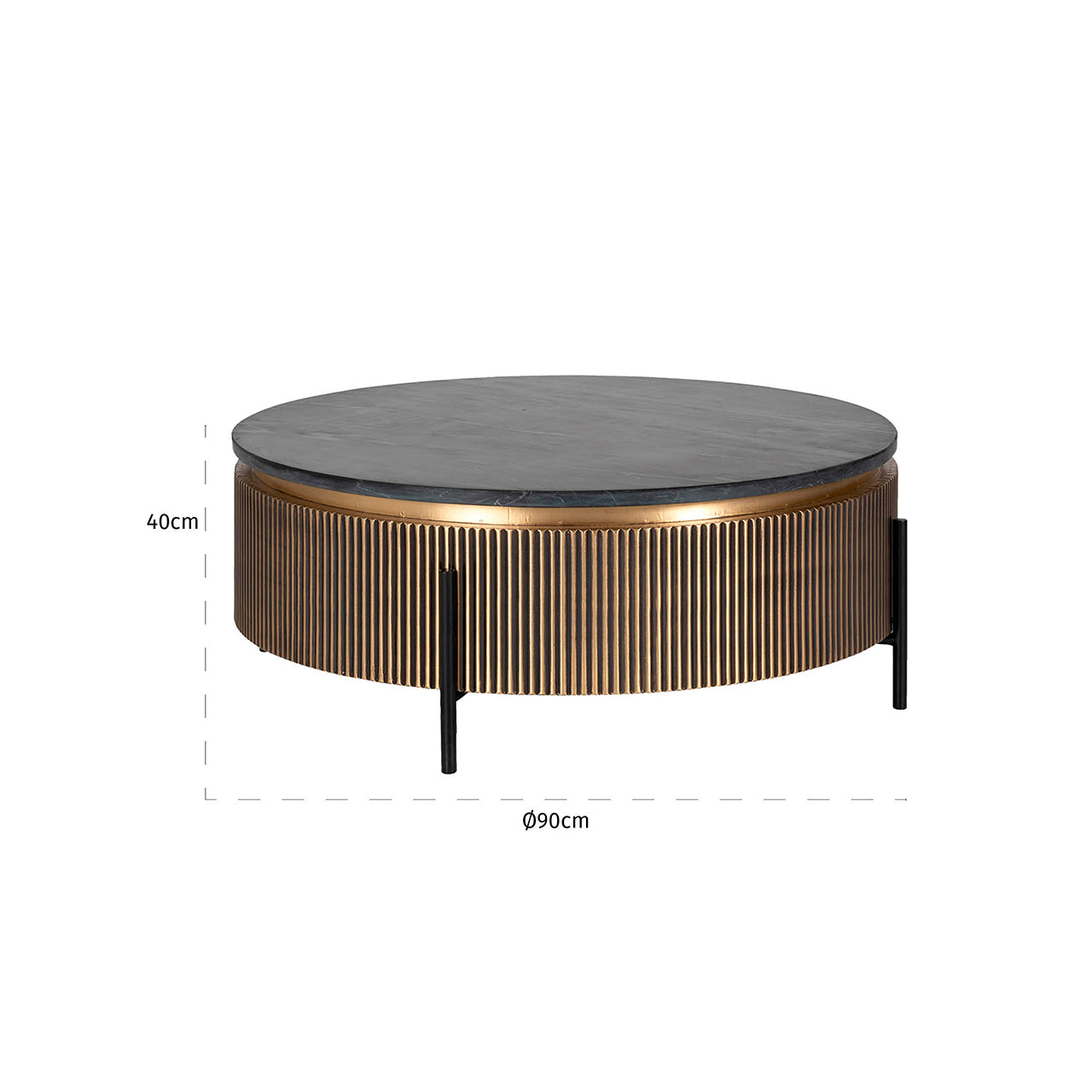 Kafijas galds Ironville gold Richmond Interiors 40/90 cm zelts - N1 Home