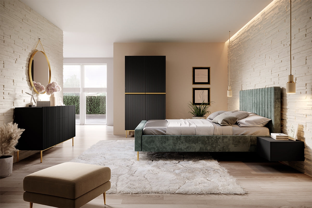Skapis AUSTIN ar atvilktņas zelta 100/220/62 melns - N1 Home