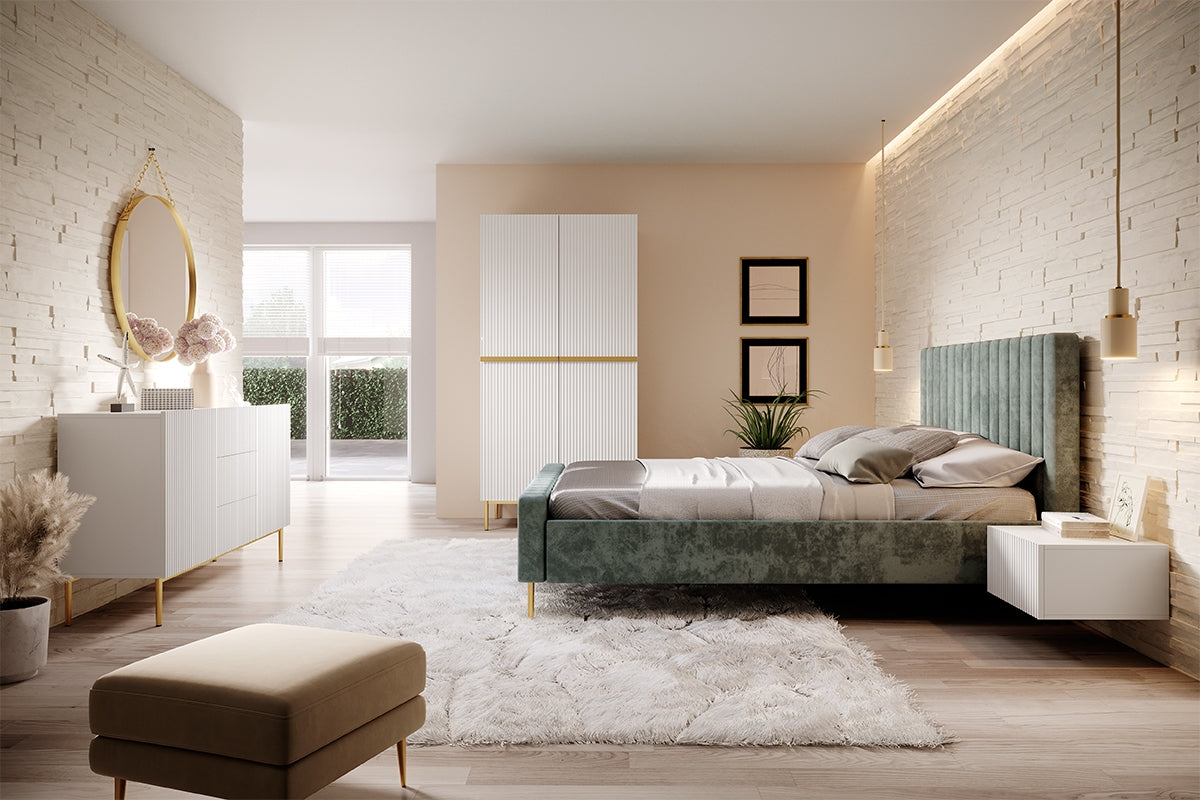 Skapis AUSTIN ar atvilktņas zelta 100/220/62 balts - N1 Home