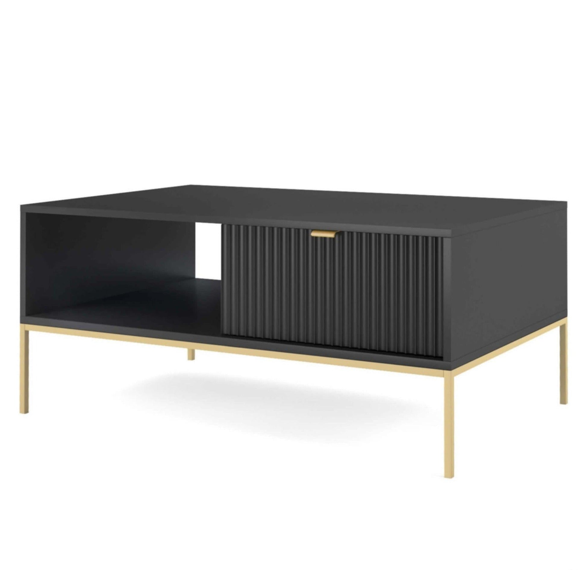 Kafijas galdiņš NV 104/46/68 cm melns/zelts - N1 Home