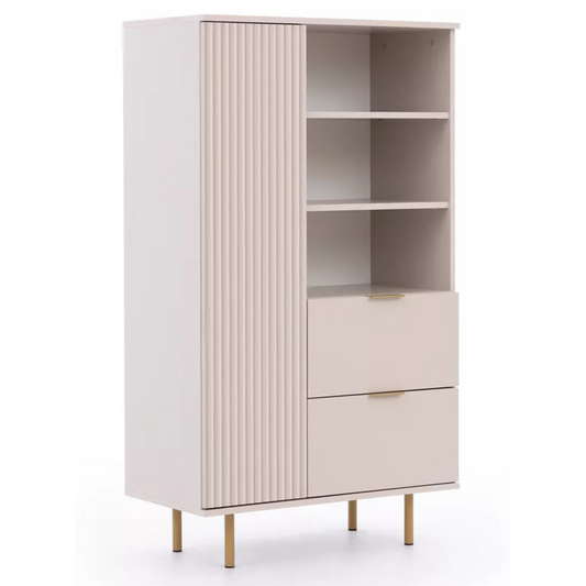 BLAZKA Grāmatu skapis, 80 cm, viendurvis, ar divām atvilktnēm, kašmira lameles - N1 Home