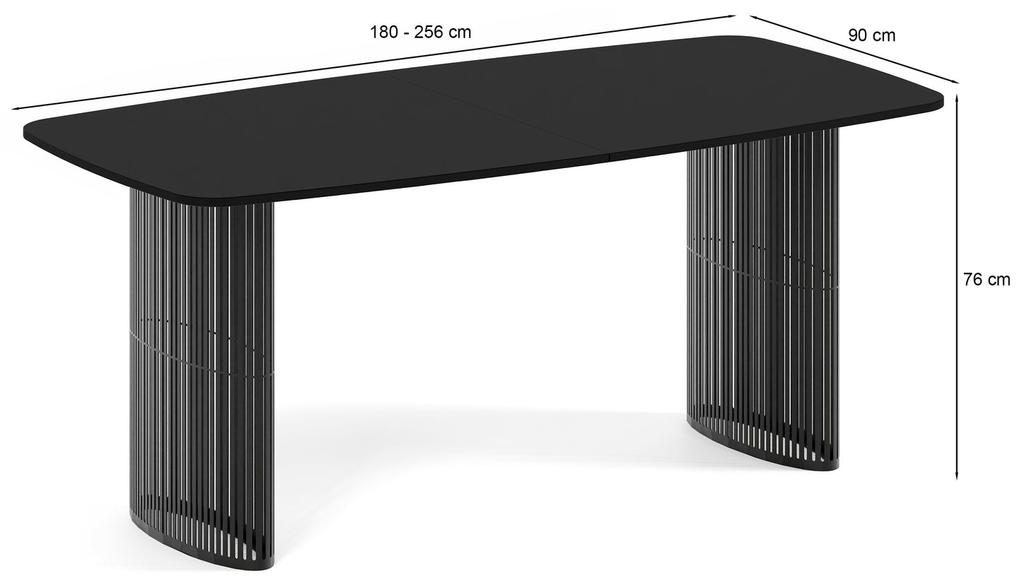 Galds Arco 180-256/76/90 cm melns/white Chromix/ar melnu apmali