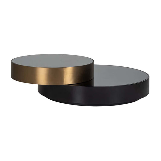 Kafijas galds Alexander Jones  Richmond Interiors 112/35/112 cm melns/zelts (Slice) - N1 Home