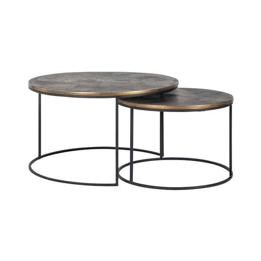 Kafijas galds Tulum (Set of 2) Richmond Interiors 80/46/80 cm brushed gold - N1 Home