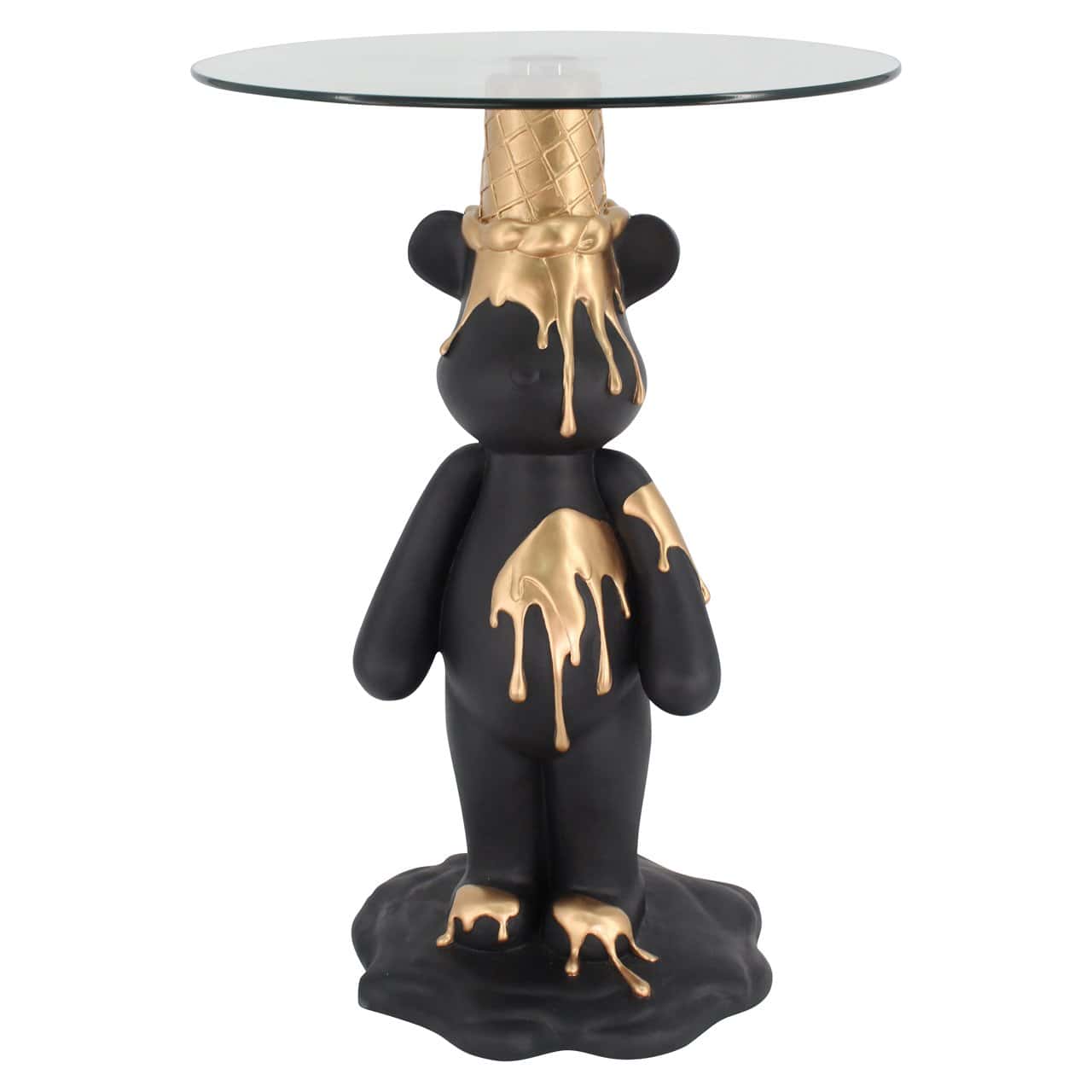 Kafijas galds Ice bear Richmond Interiors 48/69/48 cm melns/zelts
