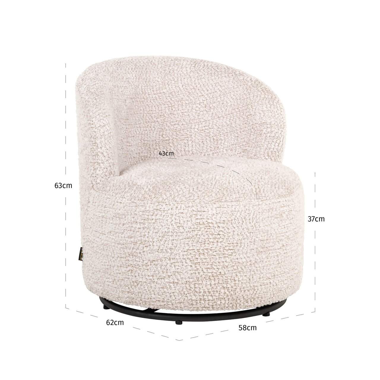 Krēsls Jackie Richmond Interiors 60/63/61 cm lovely cream swivel kids