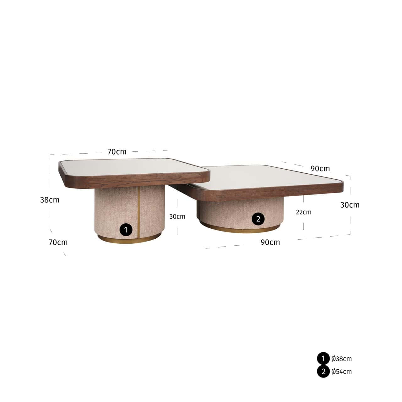 Kafijas galds Willox  (Set of 2) Richmond Interiors 90/38/90 cm bēšš - N1 Home