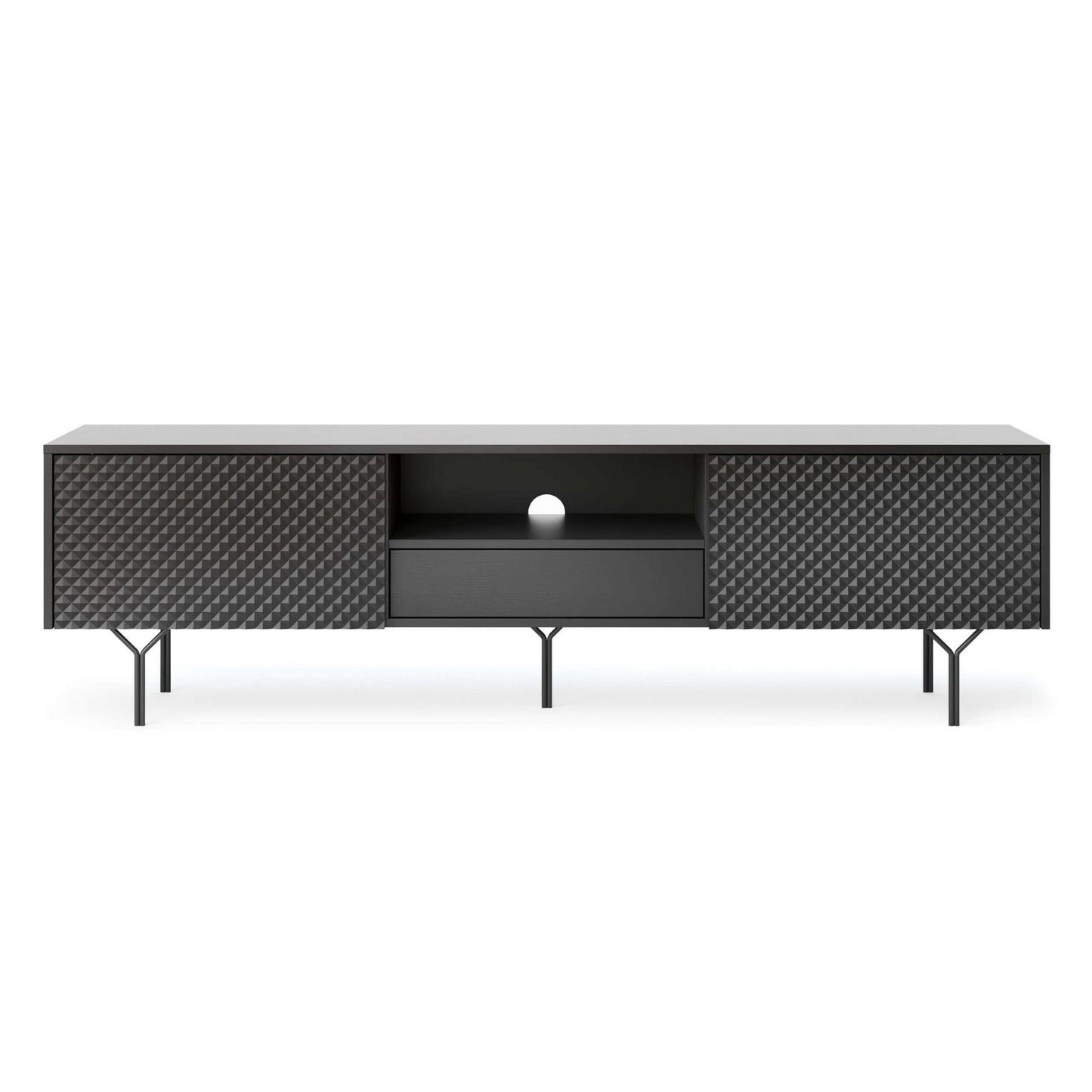 TV skapis RAVEN 180, melns grafīts, 3D priekšpuse - N1 Home