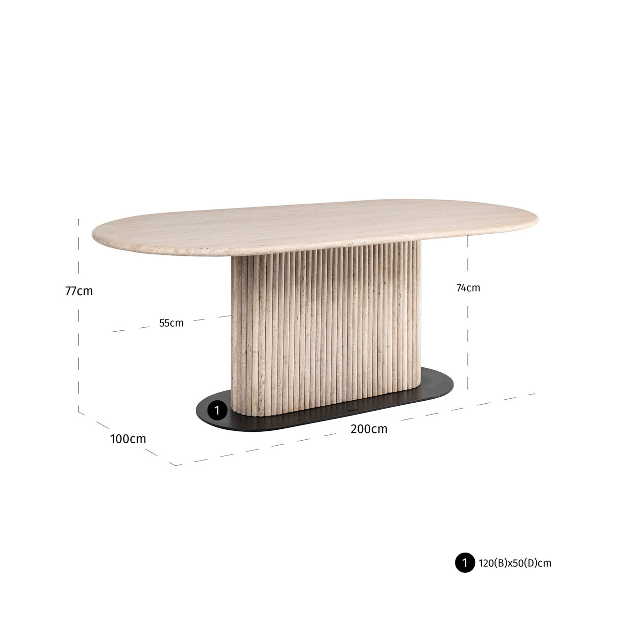 Galds La Cantera Richmond Interiors 200/76/100 cm bēšs