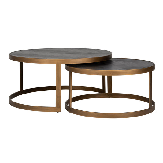 Kafijas galds Blackbone Brass black rustic (Set of 2) Richmond Interiors 42/91,5; 36,5/74 cm melns/bronza - N1 Home