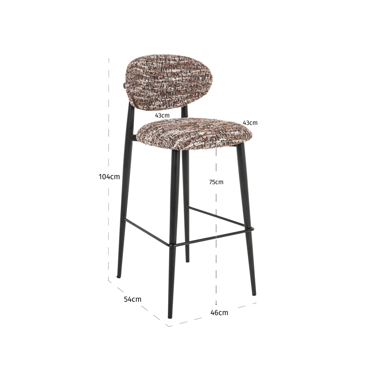 Bāra krēsls Dantes Richmond Interiors 46/104/54 cm hazel - N1 Home