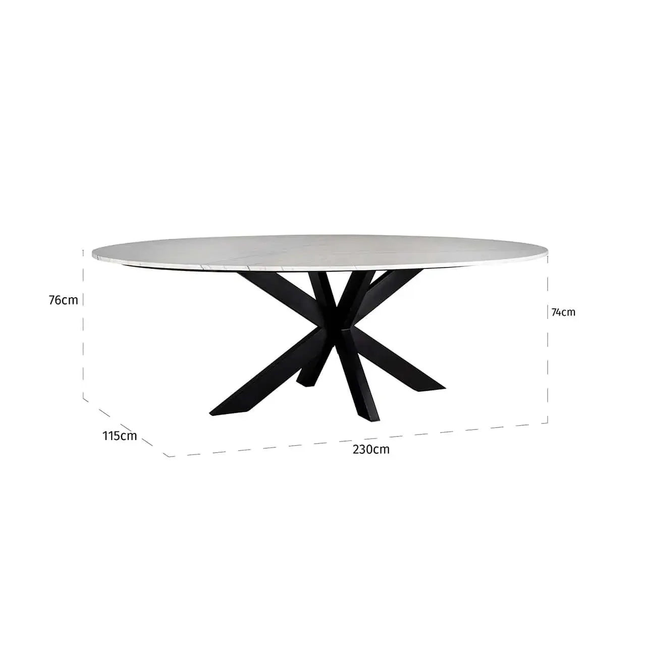 Pusdienu galds Lexington ovāls  Richmond Interiors 76/230/115 cm balts - N1 Home
