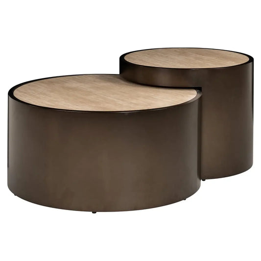 Kafijas galds Ronson beige (Set of 2) Richmond Interiors 38,5/119/119 cm bronza - N1 Home