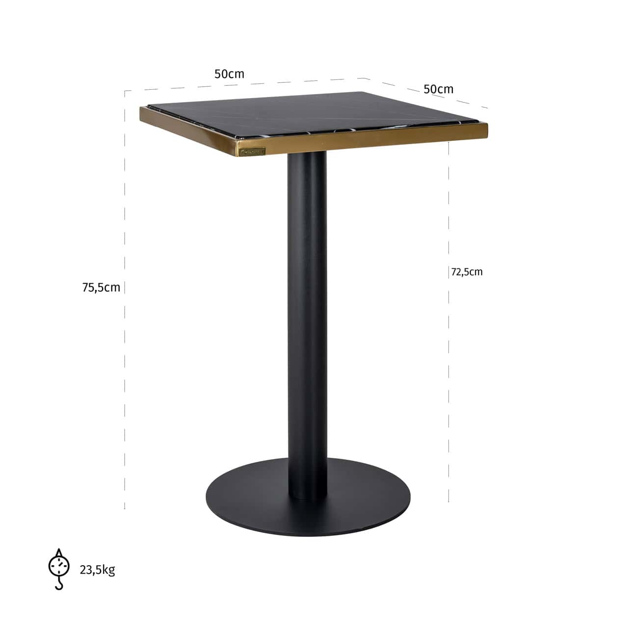 Bistro galds Zenza Richmond Interiors 50/76/50 cm melns/zelts - N1 Home