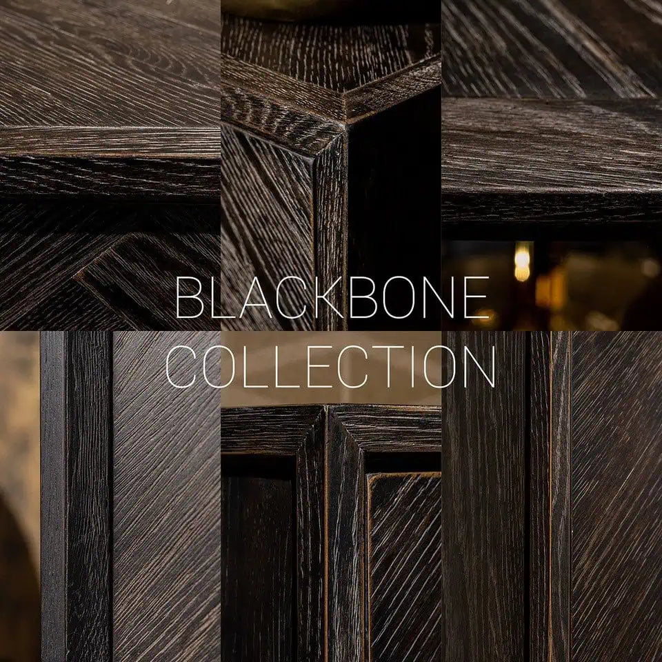 TV skapītis Blackbone misiņš 4 durvis 200 Richmond Interiors 60/200/43 cm melns rustikāls - N1 Home