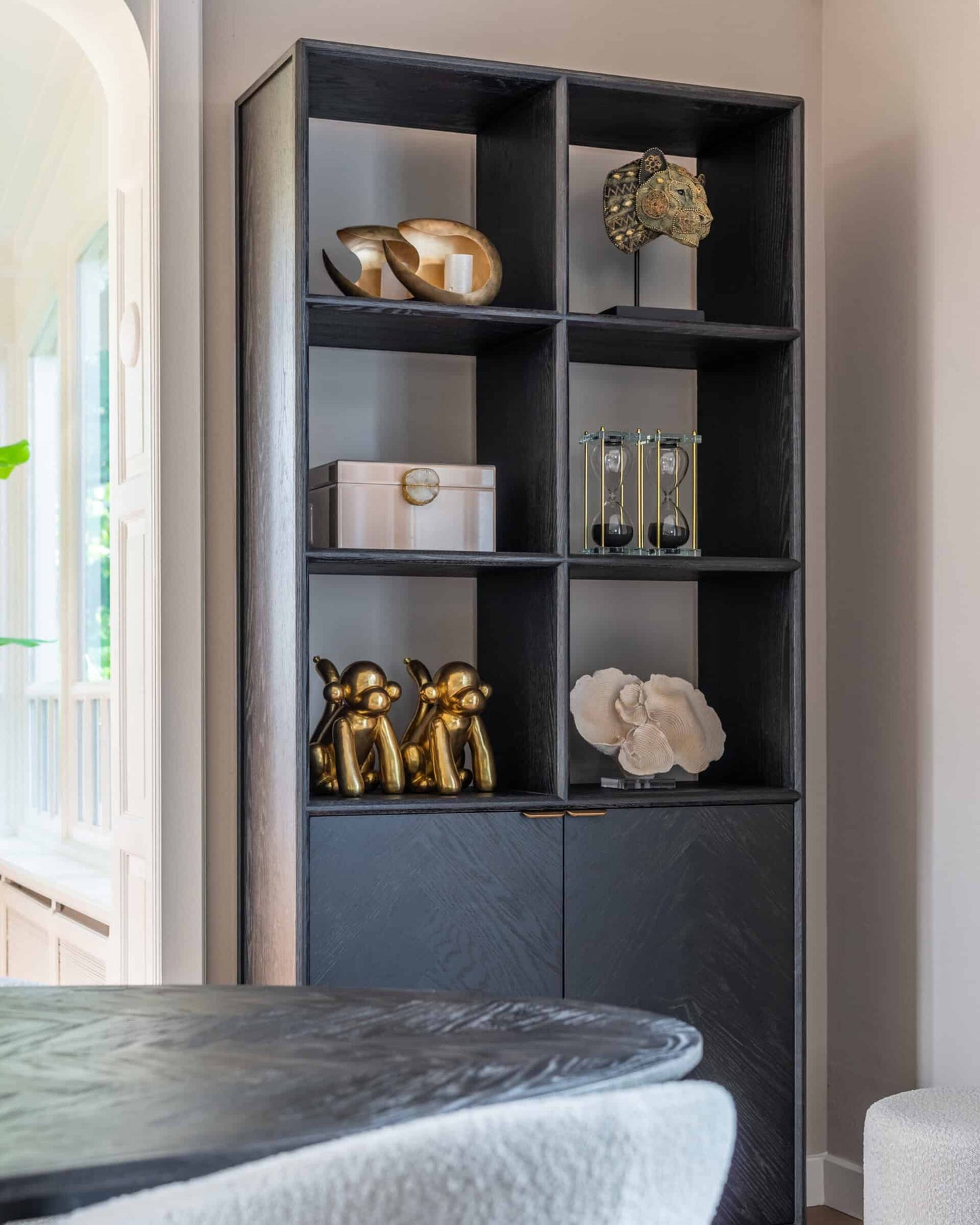 Vitrīna  Blackbone Richmond Interiors 100/220/40 cm Brass melns rustic