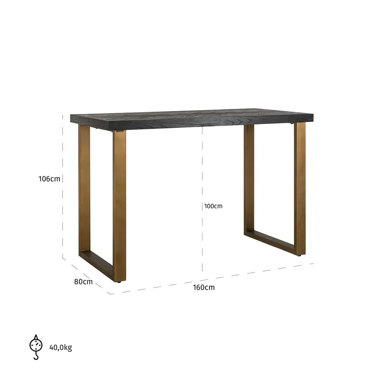 Bāra galds Blackbone  Richmond Interiors 106/160/80 cm melns rustikāls - N1 Home