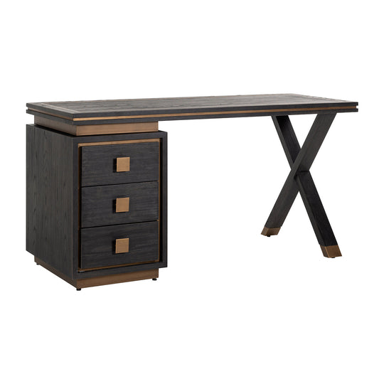 Galds Hunter black rustic Richmond Interiors 76/150/60 cm melns - N1 Home