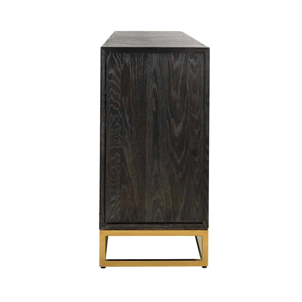 Kumode Blackbone zelta krāsā ar 4 durvīm Richmond Interiors 90/225/45 cm melna rustikāla - N1 Home
