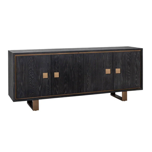 Kumode Hunter ar 4 durvīm Richmond Interiors 81/200/45 cm melna rustikāla - N1 Home