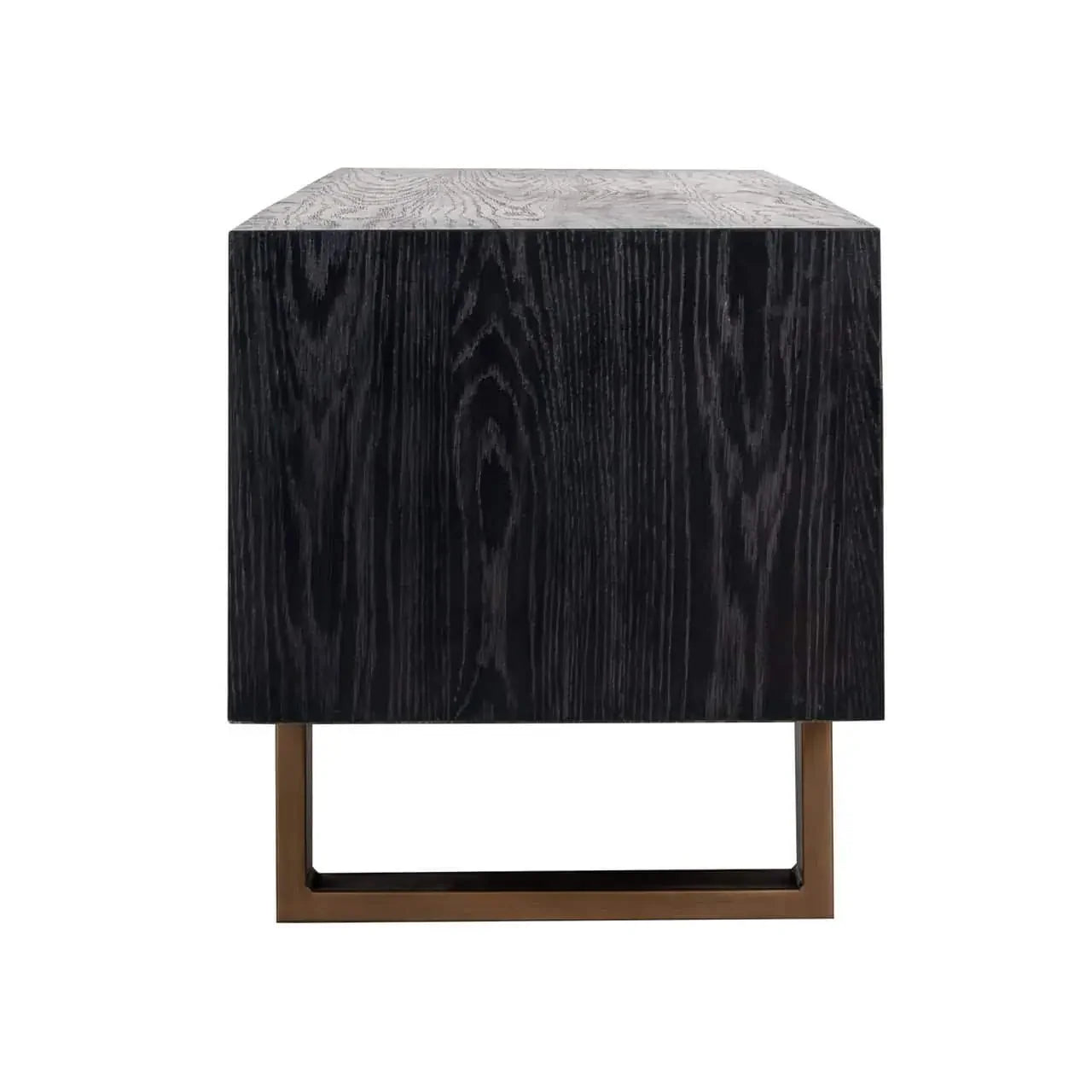 TV skapis Hunter ar 2 atvilktnēm Richmond Interiors 46/190/45 cm  melns, rustikāls - N1 Home