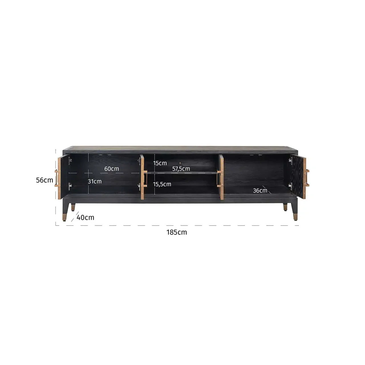 TV skapis Bloomville ar 4 durvīm Richmond Interiors 55/185/40 cm zelts - N1 Home