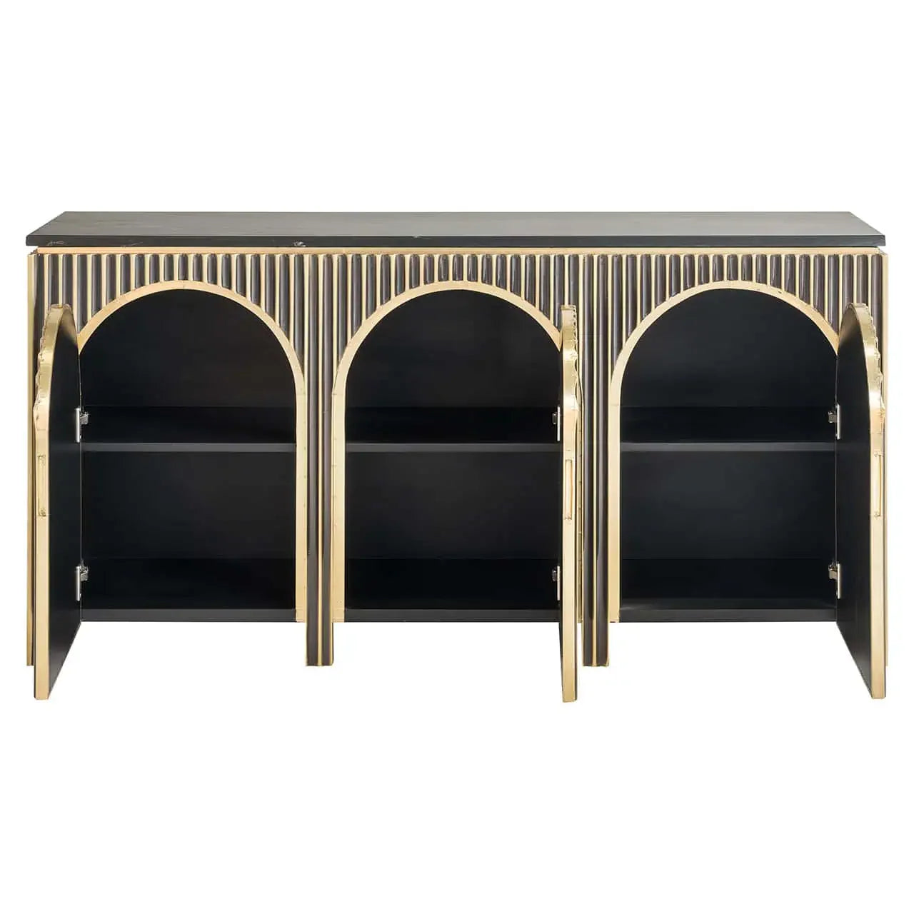 Kumode Les Arcs 3-durvju Richmond Interiors 81/160/40 cm bulēts zelts - N1 Home