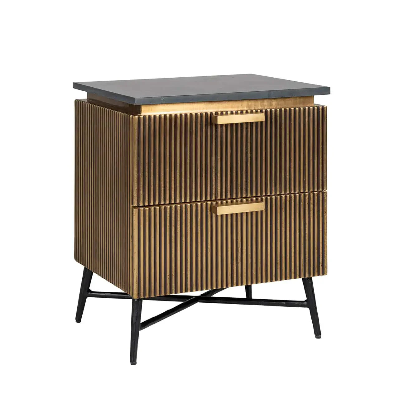 Naktsskapītis Ironville ar 2 atvilktnēm Richmond Interiors 58/50/40 cm zelts - N1 Home
